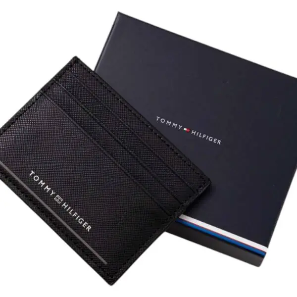 Tommy Hilfiger - Ανδρική θήκη καρτών Th Saffiano Cc Holder AM0AM11863-BDS Μαύρο AM0AM11863-BDS