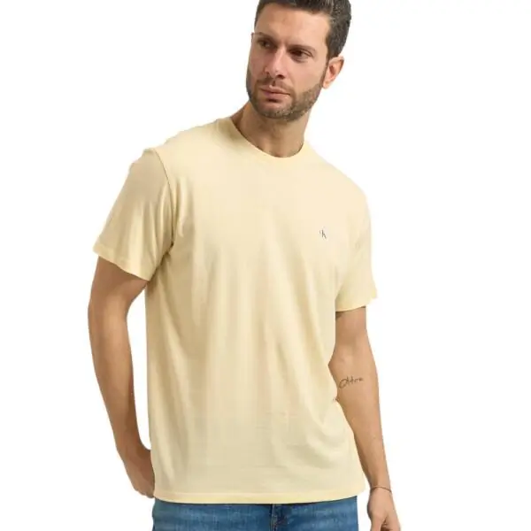 Calvin Klein - Ανδρικό T-shirt Cotton Badge Regular Fit LV04RC272G-41M Κίτρινο LV04RC272G-41M