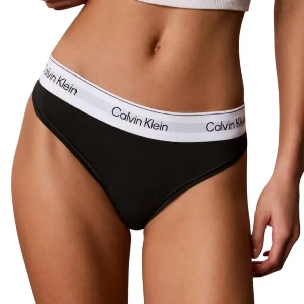 Calvin Klein - Γυναικείο String Icon 2 Pack Cotton Modal LV00QF8834-3WF Μαύρο/Μπλε LV00QF8834-3WF