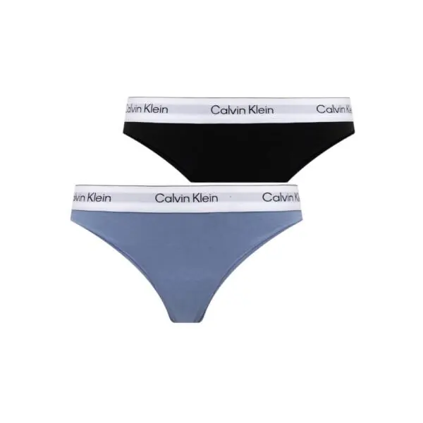 Calvin Klein - Γυναικείο String Icon 2 Pack Cotton Modal LV00QF8834-3WF Μαύρο/Μπλε LV00QF8834-3WF