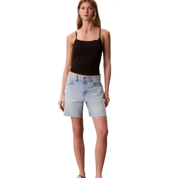Calvin Klein - Γυναικείο Αμάνικο Crop Top Slim Fit LV047F259G-UB1 Μαύρο LV047F259G-UB1