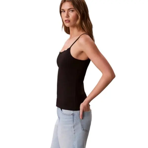 Calvin Klein - Γυναικείο Αμάνικο Crop Top Slim Fit LV047F259G-UB1 Μαύρο LV047F259G-UB1