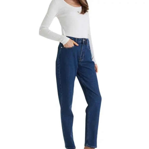 Calvin Klein - Γυναικείο Παντελόνι Jean Ck Mom Fit LV047F492G-E5D Μπλε LV047F492G-E5D