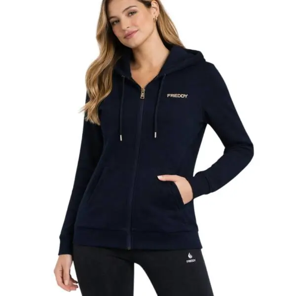 Freddy - Γυναικεία Ζακέτα Φούτερ Zip Rounded Waistband F25WCRS3-B109 Μπλε