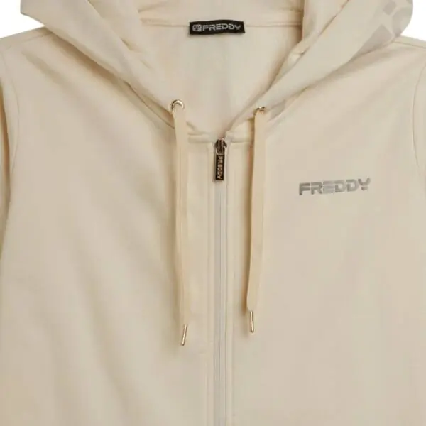 Freddy - Γυναικεία Ζακέτα Φούτερ Zip Rounded Waistband F25WCRS3-W50 Λευκό F25WCRS3-W50