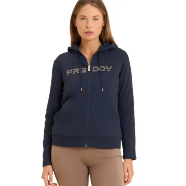 Freddy - Γυναικεία Ζακέτα Φούτερ zip hoodie with logoed band F25WCRS2-B109 Μπλε