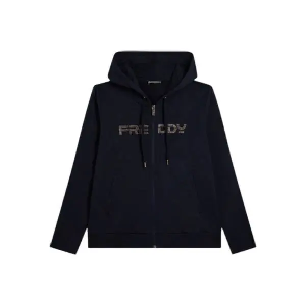 Freddy - Γυναικεία Ζακέτα Φούτερ zip hoodie with logoed band F25WCRS2-B109 Μπλε F25WCRS2-B109