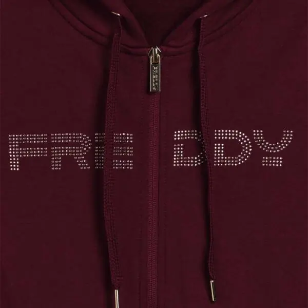 Freddy - Γυναικεία Ζακέτα Φούτερ zip hoodie with logoed band F25WCRS2-K92 Μπορντό F25WCRS2-K92