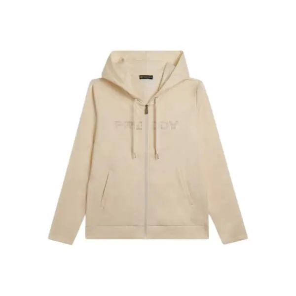 Freddy - Γυναικεία Ζακέτα Φούτερ zip hoodie with logoed band F25WCRS2-W50 Λευκό F25WCRS2-W50