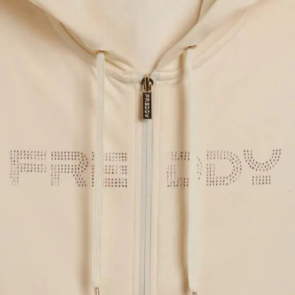 Freddy - Γυναικεία Ζακέτα Φούτερ zip hoodie with logoed band F25WCRS2-W50 Λευκό F25WCRS2-W50