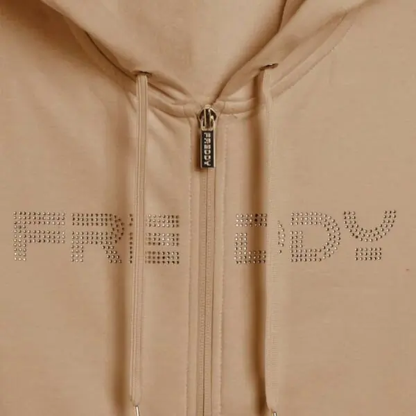 Freddy - Γυναικεία Ζακέτα Φούτερ zip hoodie with logoed band F25WCRS2-Z44 Μπεζ F25WCRS2-Z44