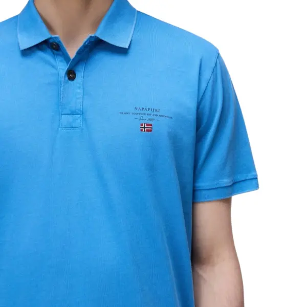 Napapijri - Ανδρική Μπλούζα Κοντομάνικη Polo Elbas Regular Fit NP0A4GB4-B9A Γαλάζιο NP0A4GB4B9A