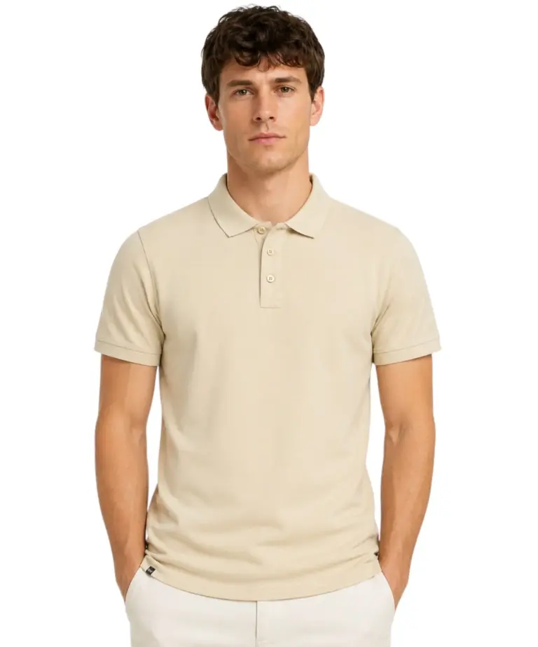 Norway Nautical School - Ανδρική Κοντομάνικη Μπλούζα Polo 868869-BEIGE Μπεζ