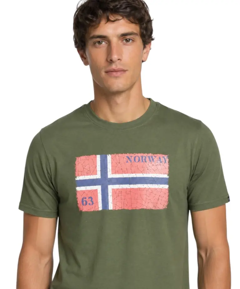 Norway Nautical School - Ανδρικό T-shirt Κοντομάνικο 866020-ARMY Χακί