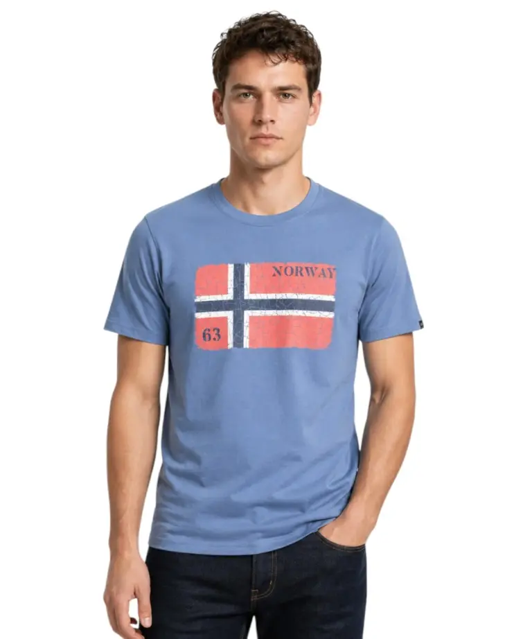 Norway Nautical School - Ανδρικό T-shirt Κοντομάνικο 866020-DENIM Μπλε Ανοιχτό