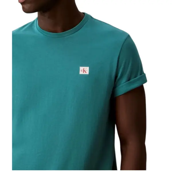 Calvin Klein - Ανδρικό T-shirt Cotton Badge Regular Fit LV04RC272G-8ZU Πετρόλ LV04RC272G-8ZU