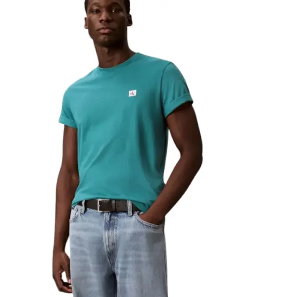 Calvin Klein - Ανδρικό T-shirt Cotton Badge Regular Fit LV04RC272G-8ZU Πετρόλ LV04RC272G-8ZU