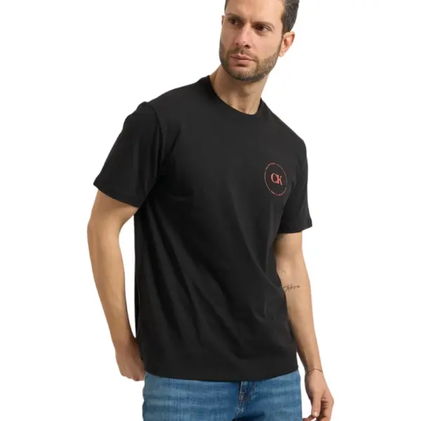 Calvin Klein - Ανδρικό T-shirt Linear Logo Regular Fit LV04RF801G-UB1 Μαύρο LV04RF801G-UB1