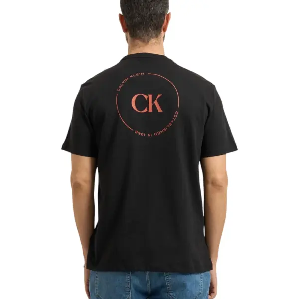 Calvin Klein - Ανδρικό T-shirt Linear Logo Regular Fit LV04RF801G-UB1 Μαύρο LV04RF801G-UB1