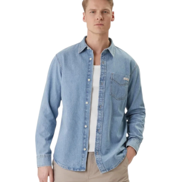 Calvin Klein - Ανδρικό Πουκάμισο Jean Essential LV04RE710G-3TR Μπλε Ανοιχτό
