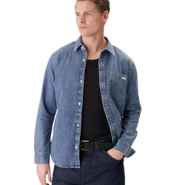 Calvin Klein - Ανδρικό Πουκάμισο Jean Vintage Indigo LV04RE708G-WHZ Μπλε