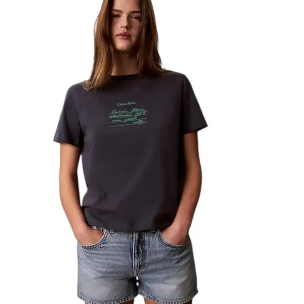 Calvin Klein - Γυναικείο T-Shirt SS Classic Handwriting Logo Tee LV047G800G-4XN Γκρι LV047G800G-4XN