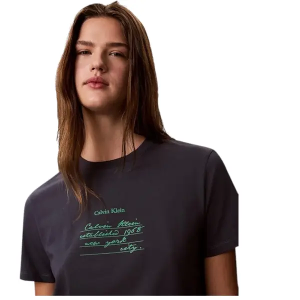 Calvin Klein - Γυναικείο T-Shirt SS Classic Handwriting Logo Tee LV047G800G-4XN Γκρι LV047G800G-4XN