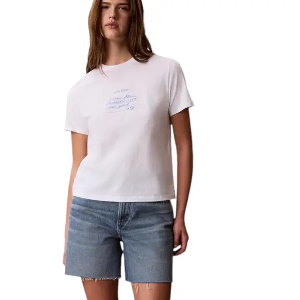 Calvin Klein - Γυναικείο T-Shirt SS Classic Handwriting Logo Tee LV047G800G-YAF Λευκό LV047G800G-YAF
