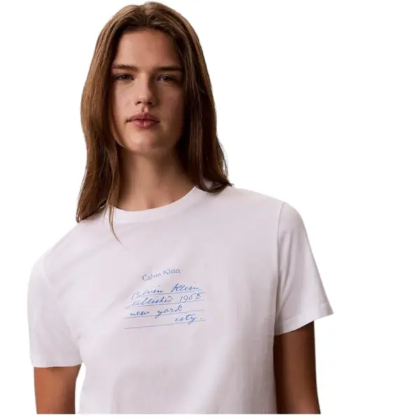 Calvin Klein - Γυναικείο T-Shirt SS Classic Handwriting Logo Tee LV047G800G-YAF Λευκό LV047G800G-YAF