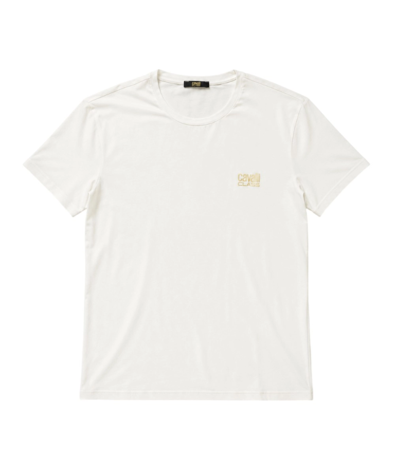 Cavalli Class - Ανδρική Μπλούζα T-Shirt Κοντομάνικη Regular Fit QXO03DJD003-00053 Λευκό