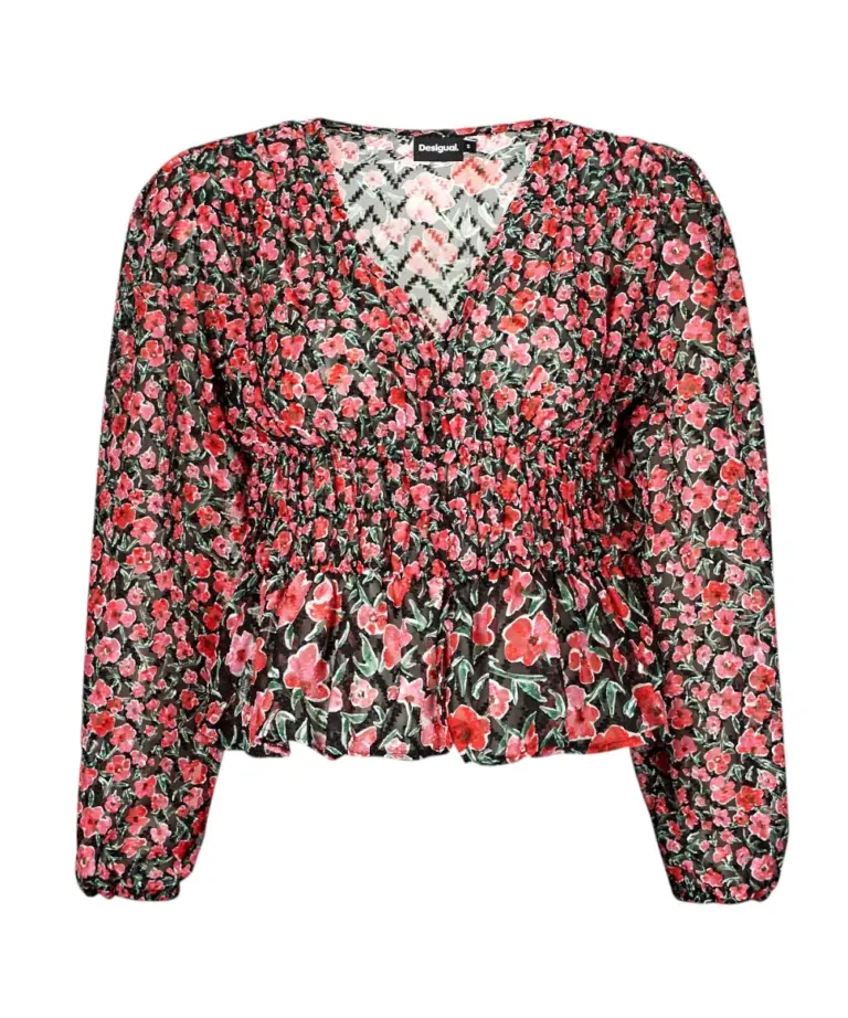 Desigual - Γυναικεία Μπλούζα Πουκάμισο Zoé 24SWBW17-2000 Μαύρο/Ροζ