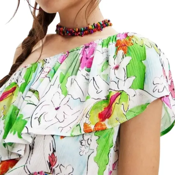 Desigual - Γυναικείο Φόρεμα Mini Monaco 23SWVW83-1000 Λευκό 23SWVW83-1000