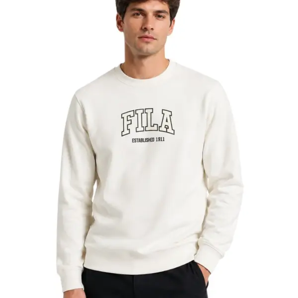 Fila - Ανδρική Μπλούζα Φούτερ Rifredi FAM1354-10001 Λευκό