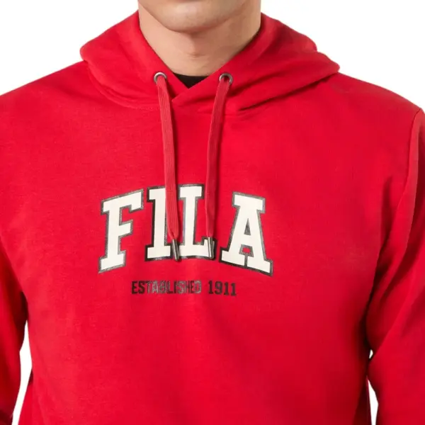 Fila - Ανδρική Μπλούζα Φούτερ Με Κουκούλα Rifredi FAM1218-30002 Κόκκινο FAM1218-30002