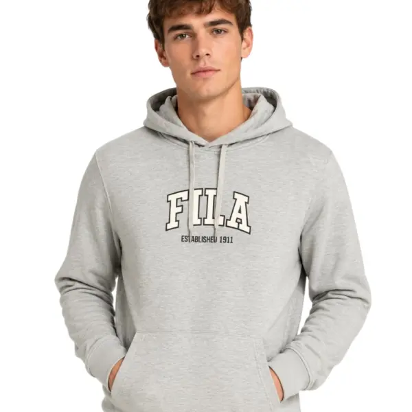 Fila - Ανδρική Μπλούζα Φούτερ Με Κουκούλα Rifredi FAM1218-80000 Γκρι