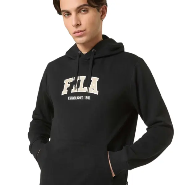Fila - Ανδρική Μπλούζα Φούτερ Με Κουκούλα Rifredi FAM1218-80010 Μαύρο