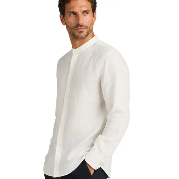 North Sails - Ανδρικό Μακρυμάνικο Πουκάμισο Mandarin Collar 664438-000-0101 Λευκό 664438-000-0101