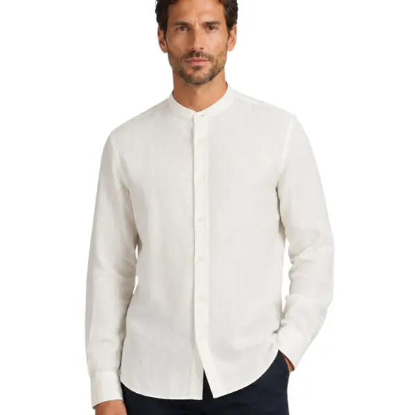 North Sails - Ανδρικό Μακρυμάνικο Πουκάμισο Mandarin Collar 664438-000-0101 Λευκό