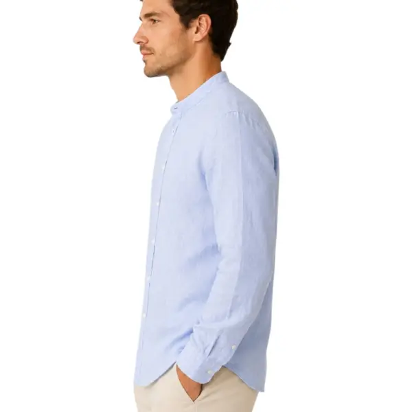 North Sails - Ανδρικό Μακρυμάνικο Πουκάμισο Mandarin Collar 664438-000-0757 Γαλάζιο 664438-000-0757