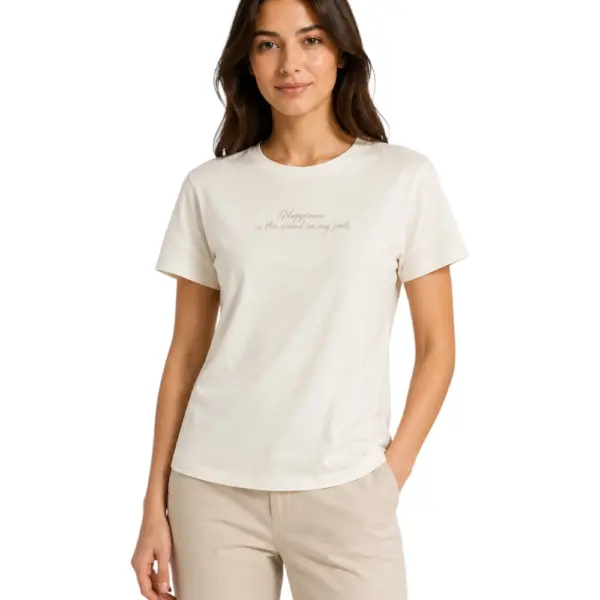 North Sails - Γυναικεία Κοντομάνικη Μπλούζα slogan Print 093567-000-0105 Λευκό