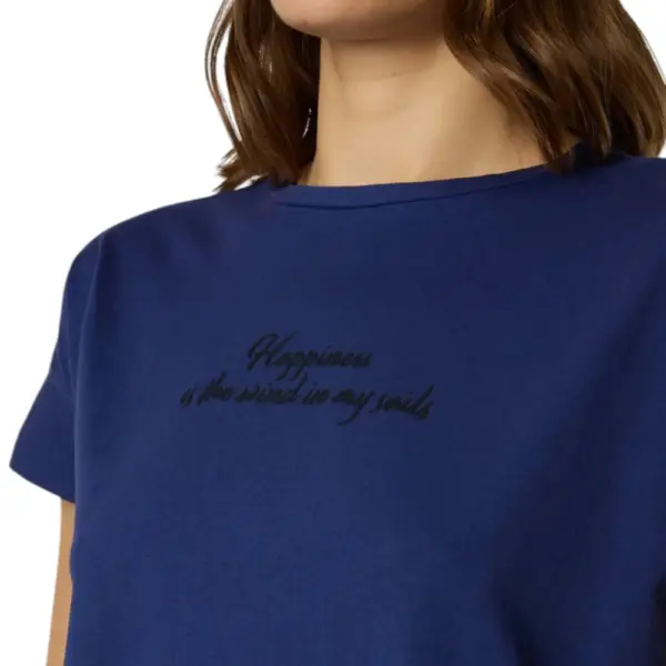 North Sails - Γυναικεία Κοντομάνικη Μπλούζα slogan Print 093567-000-0805 Μπλε Σκούρο 093567-000-0805