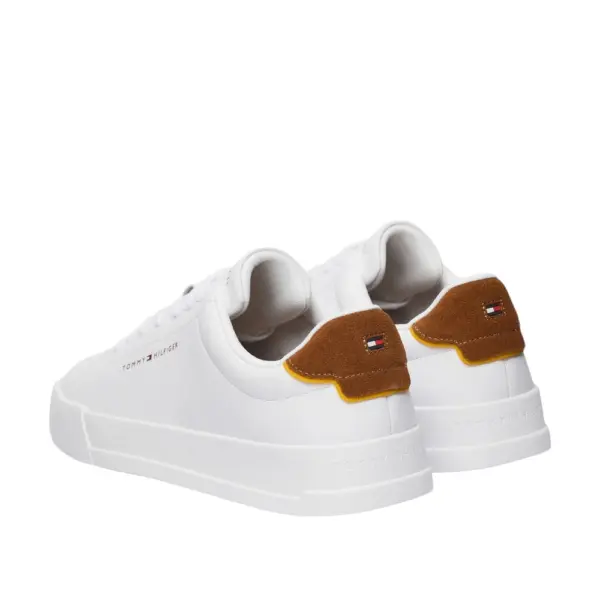Tommy Hilfiger - Ανδρικά Sneakers Th Court Lth Detail Ess FM0FM05367-02R Λευκό/Καφέ FM0FM05367-02R