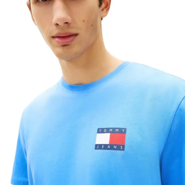 Tommy Hilfiger - Ανδρικό T-shirt Th Essential Flag Tee Regular Fit DM0DM20740-C38 Γαλάζιο DM0DM20740-C38