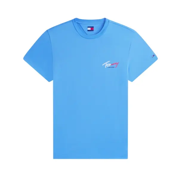 Tommy Hilfiger - Ανδρικό T-shirt Tjw Sign Slim Fit DM0DM22538-C38 Γαλάζιο DM0DM22538-C38
