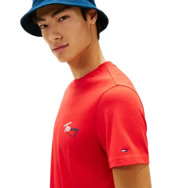 Tommy Hilfiger - Ανδρικό T-shirt Tjw Sign Slim Fit DM0DM22538-XL8 Κόκκινο DM0DM22538-XL8