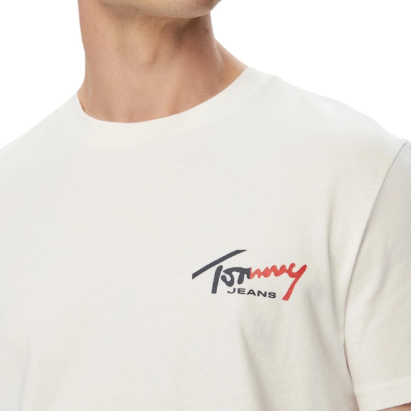 Tommy Hilfiger - Ανδρικό T-shirt Tjw Sign Slim Fit DM0DM22538-YBH Εκρού DM0DM22538-YBH