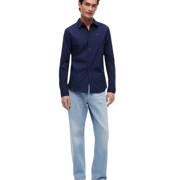 Tommy Hilfiger - Ανδρικό Πουκάμισο Tjm Original Stretch Shirt Slim Fit DM0DM04405-002 Μπλε Σκούρο DM0DM04405-002