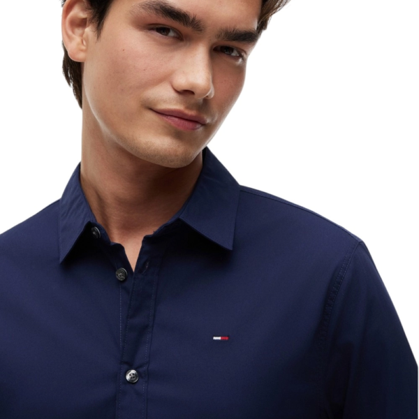 Tommy Hilfiger - Ανδρικό Πουκάμισο Tjm Original Stretch Shirt Slim Fit DM0DM04405-002 Μπλε Σκούρο DM0DM04405-002