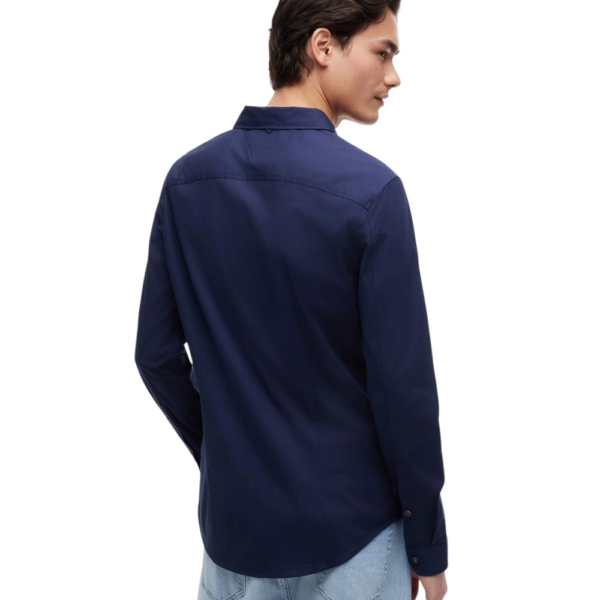 Tommy Hilfiger - Ανδρικό Πουκάμισο Tjm Original Stretch Shirt Slim Fit DM0DM04405-002 Μπλε Σκούρο DM0DM04405-002