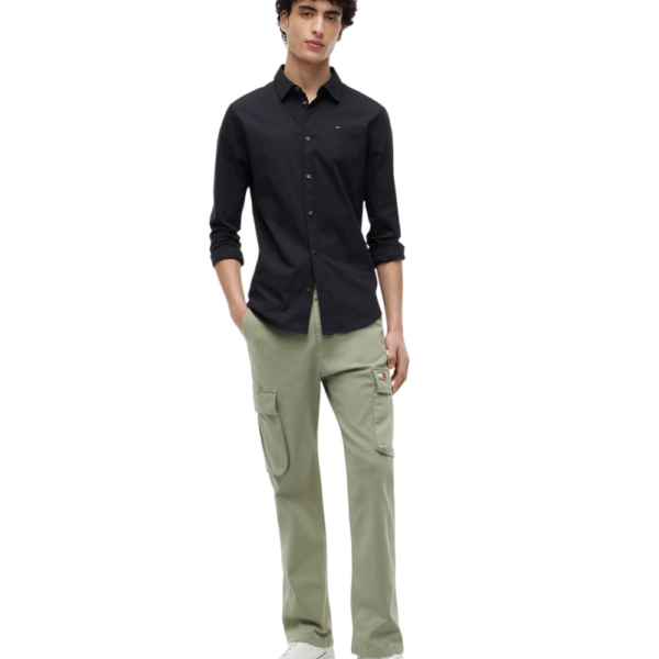 Tommy Hilfiger - Ανδρικό Πουκάμισο Tjm Original Stretch Shirt Slim Fit DM0DM04405-078 Μαύρο DM0DM04405-078